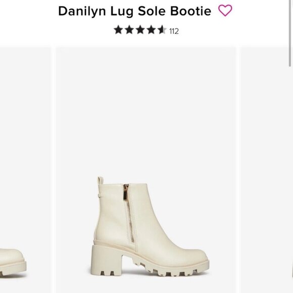 Shoe Dazzle Danilyn Lug Sole Bootie Faux Leather Cream Size 11 - Picture 2 of 10